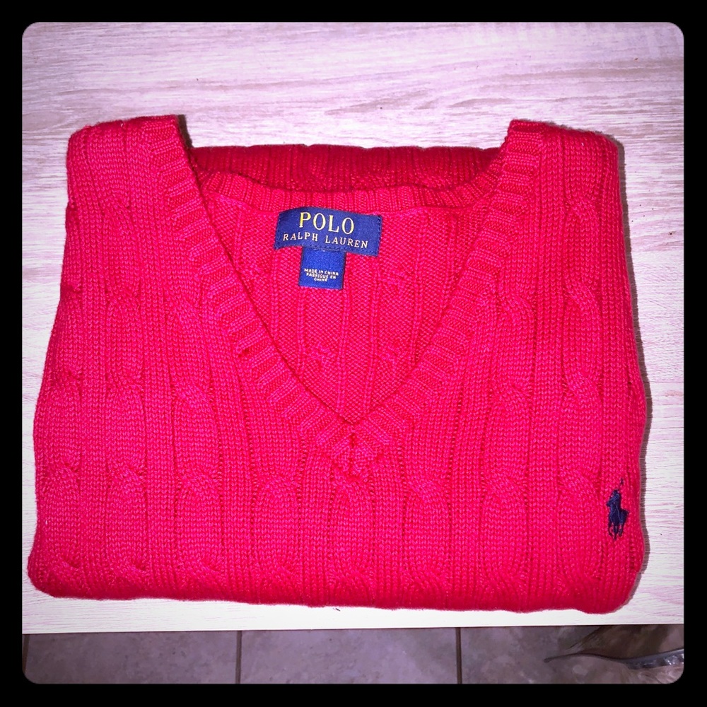 Red Ralph Lauren polo cable knit sweater vest